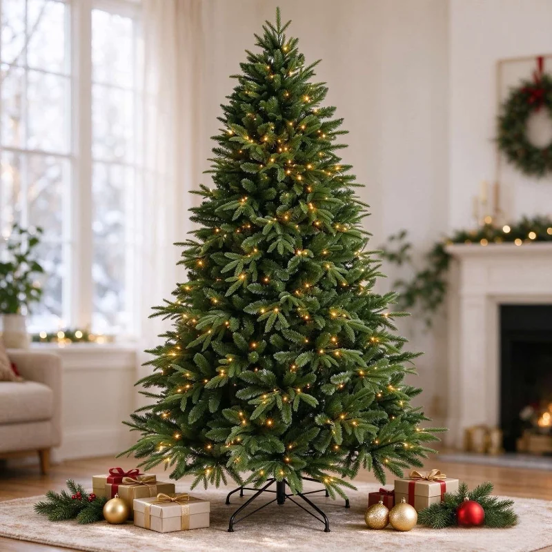 2026 New Christmas decoration high-end PE mixed Christmas tree, encrypted branches with lights, Christmas tree