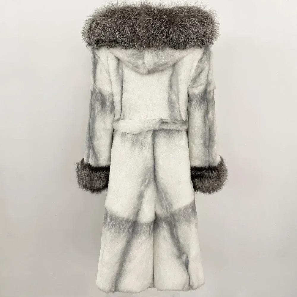 OFTBUY معطف فرو الأرنب الحقيقي المرأة الدافئة الطبيعية الثعلب الفراء سترة الإناث موضة التخليص مبيعات للنساء الملابس جواكت شتوية