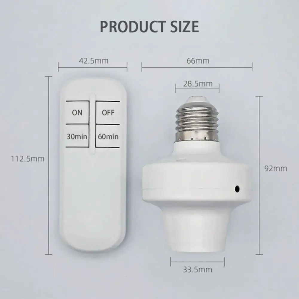 E26/E27 Bezprzewodowy pilot zdalnego sterowania Podstawa lampy Włącznik/wyłącznik Uchwyt gniazda z timerem Zasięg 15M Inteligentne urządzenie RC