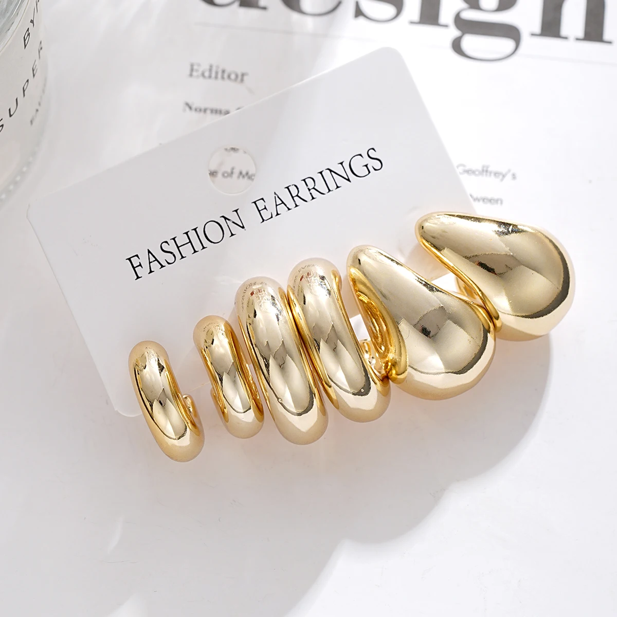 3-piece Earrings Set To Fashion Light Luxury Advanced Sense Earrings Set Female Type C Doudou Water Earrings image 6