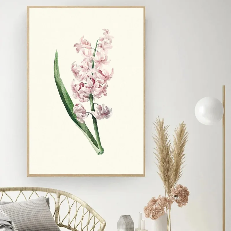 1pc frameless  Vintage Color Botanical Hydrangea Rose Lavender Floral Posters and Prints Canvas Printing Wall Art Picture for Li