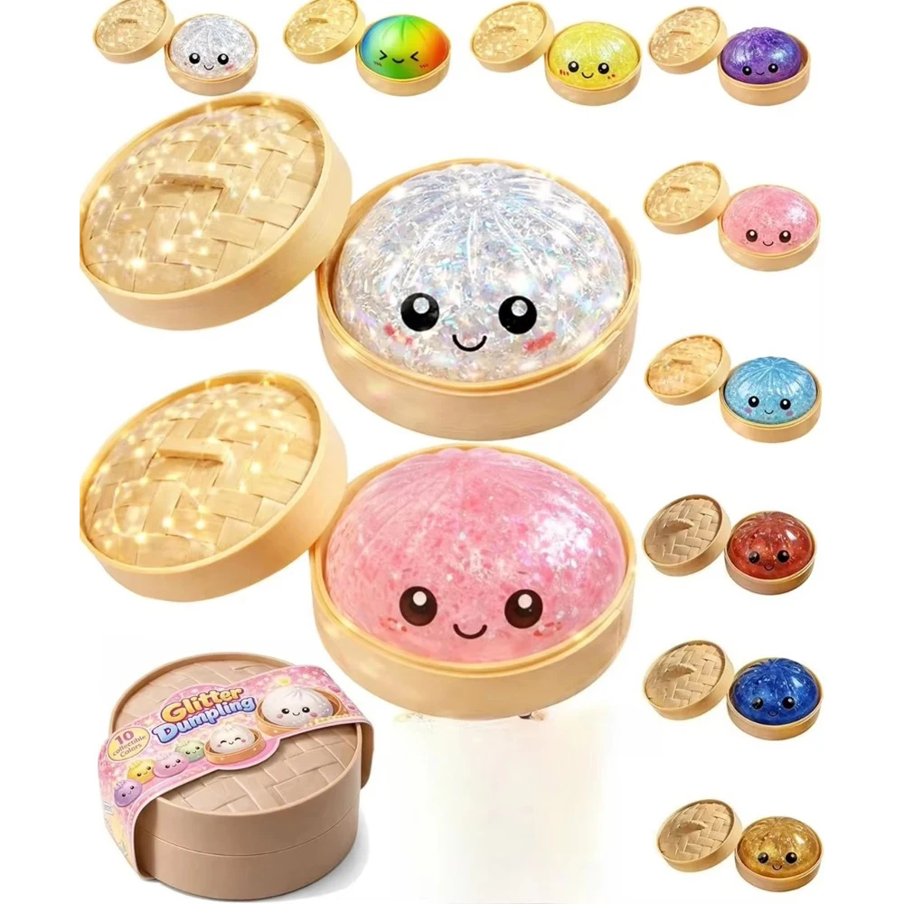 Juguete Antiestrés Gigante Realista con Forma de Dumpling y Vaporera de Bambú, Bola de TPR Suave, Juguete Sensorial Divertido y Creativo, Regalo Original