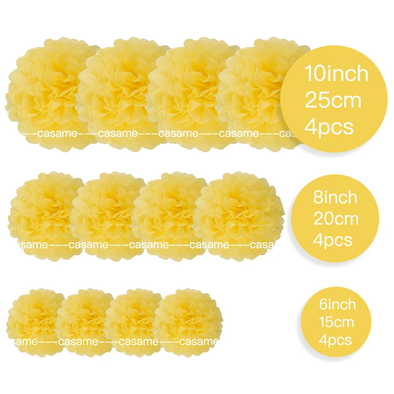 12-teiliges Pom-Pom-Set aus weißem und hellgrünem Papier – handgefertigte Weizenstrohblumen, geeignet für Hochzeit, Party, Wanddekoration