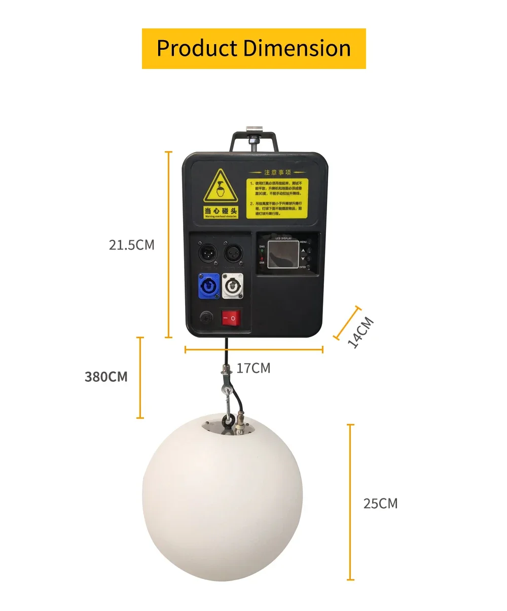 2025 Professional Concert 3D Effect Winch Kinetic Light Carshow Stage Event DMX Winch Lifting Ball RGBW LED Kinetic Light
