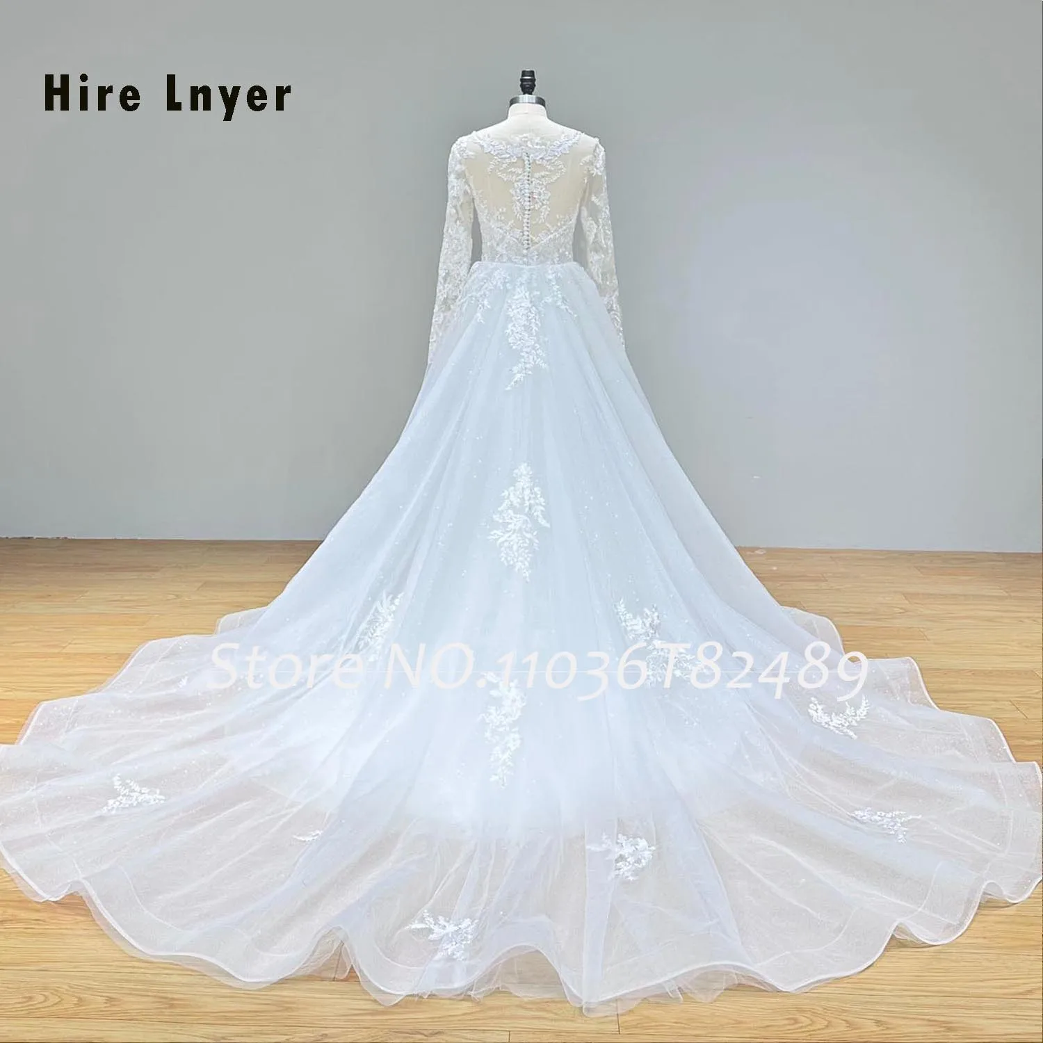 Hire Lnyer Shiny Appliques Elegant Long Sleeve 2 Pieces Mermaid Wedding Dresses With Detachable Train Vestido De Novia Sirena