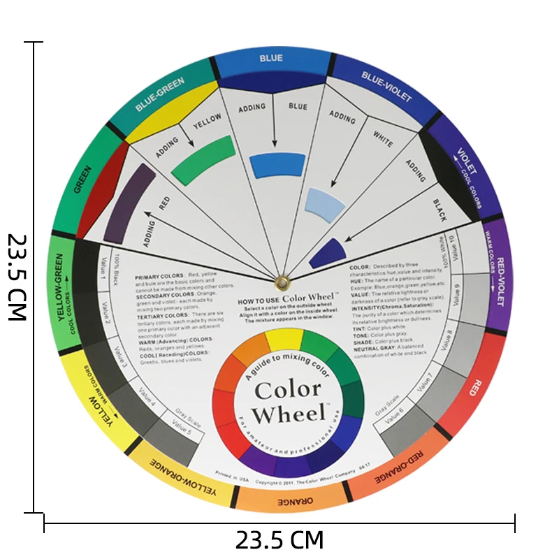 Rueda de tarjeta de papel de 12 colores, diseño de tres niveles, guía de mezcla, círculo Central redondo, gira para uñas, Microblading, tatuaje,