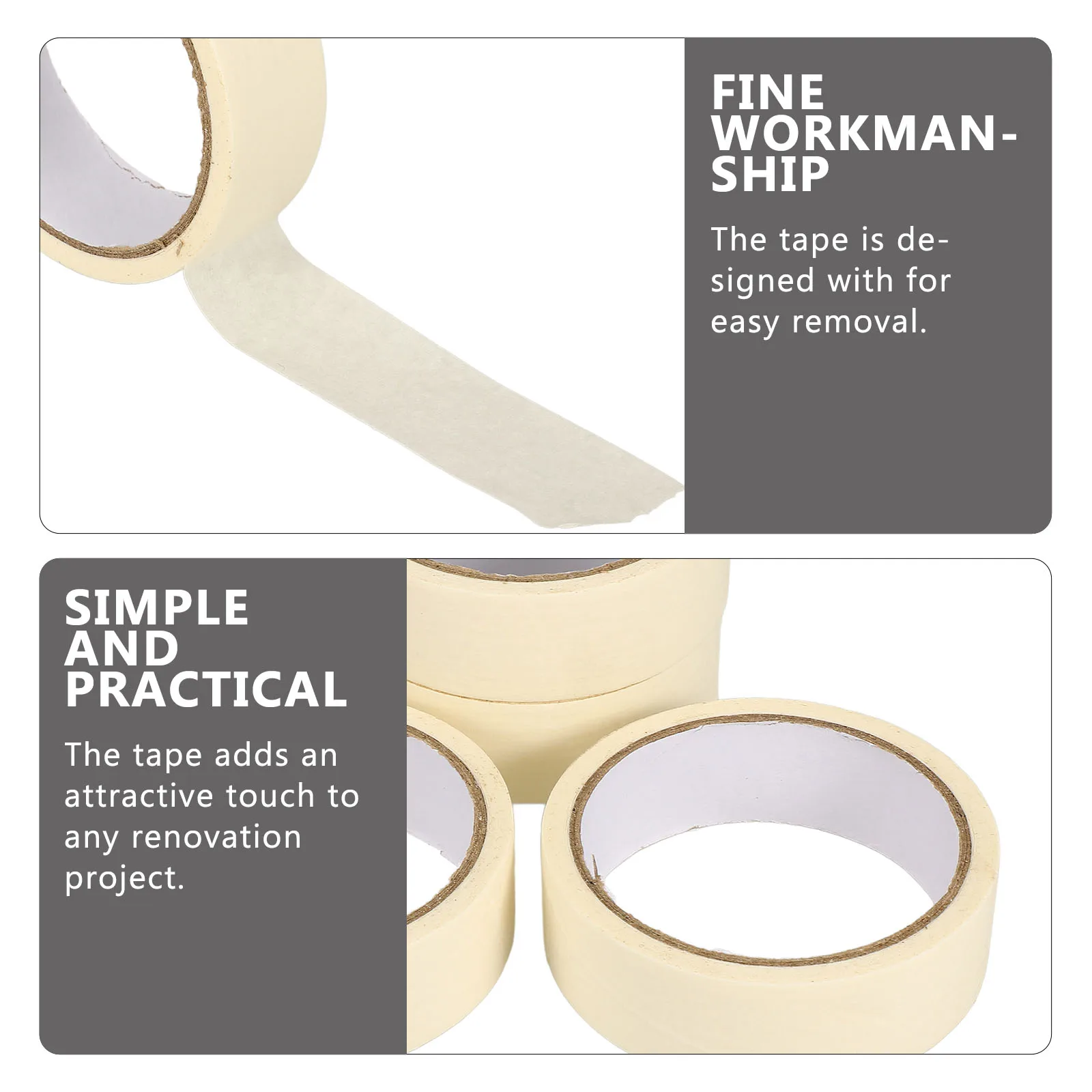 

5 Rolls Multipurpose White Painters Masking Tape Easy Apply No Damage 20 Meter for Home Use