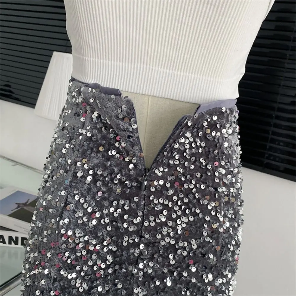 Elegant Sequin Half Skirt Sequin Skirt Underskirt High Waist Short Half Skirt Hip Wrap Skirt Wedding Dress Wedding