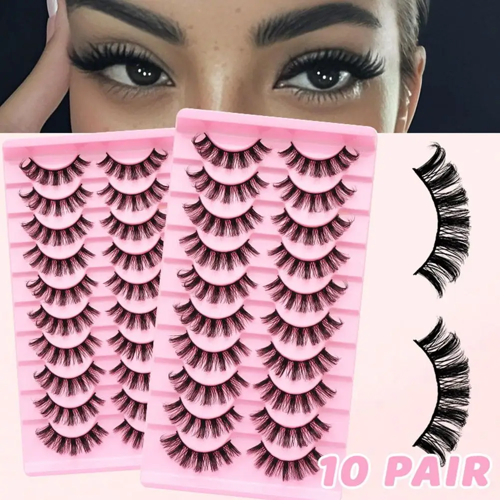 DD Krul Dikke Natuurlijke Valse Wimpers - 10 Paar Zachte Lichtgewicht Piekerige Wimpers Pluizig Volume Oogmake-up Tool