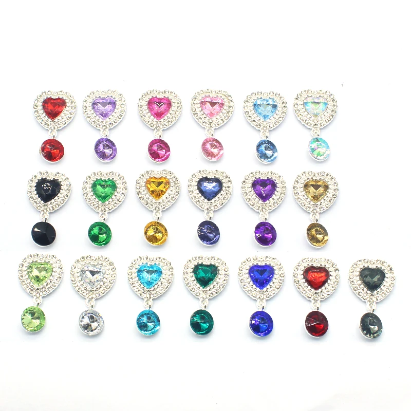 10Pcs Heart Alloy Acrylic Water Drop Pendant Accessories Crown Water Diamond Pendant Diy Wedding Hair Accessorie Bow Decoration