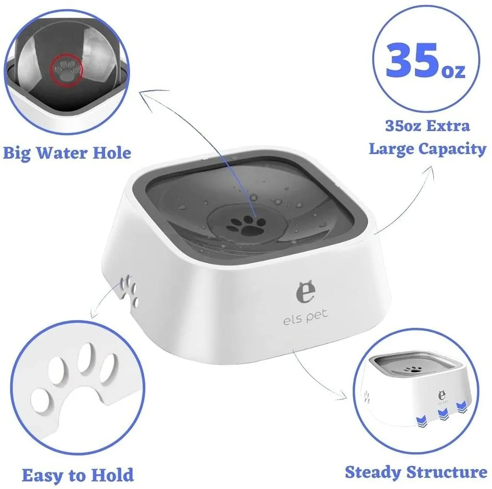 Dog Water Bowl Dispenser No Spill Slow Water Feeder Dripless Automatic Anti-Splash Vehicle Carried Travel Pet Bowls for Dogs Cat