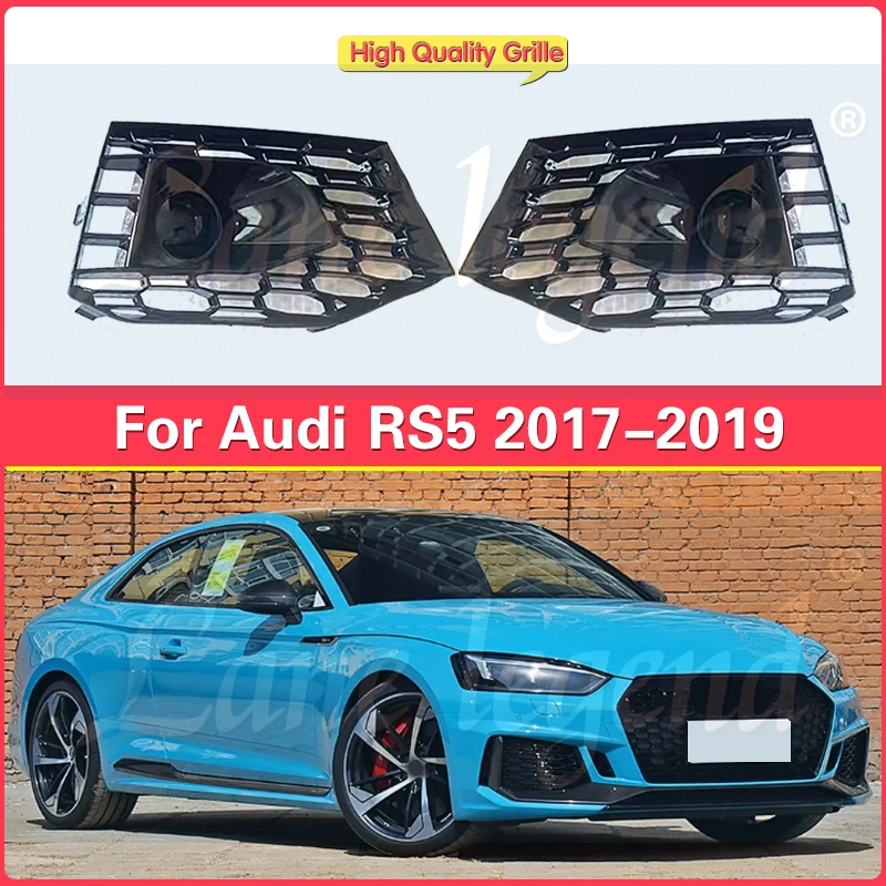 

Front Bumper Fog Light Lamp Racing Honeycomb Hex Mesh Grille Grill Cover for Audi A5 S5 RS5 2017-2019