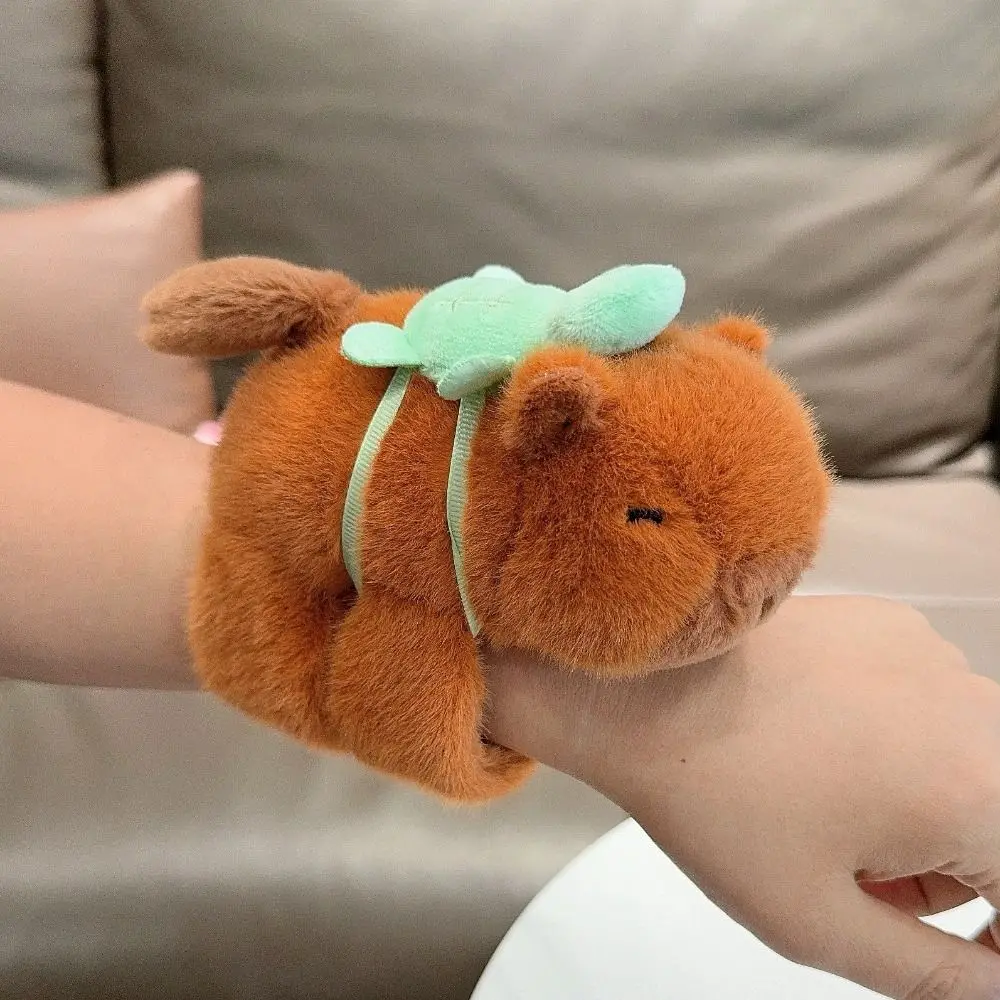 New Capybara Clap Circle Toys Slap Snap Wrap Wristband Capybara Plush Hand Rope Bracelet Fun Pop Circles for Kids Gift