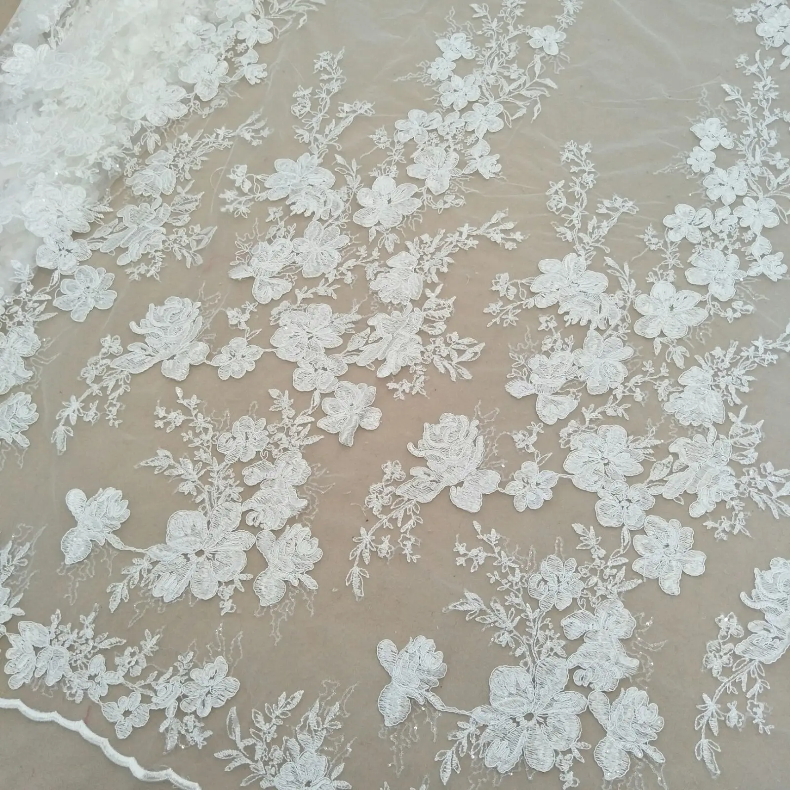 Winter 2024 Special discount items Lace Lace with sequin wedding dress fabric Lace width 130cm sold by yard