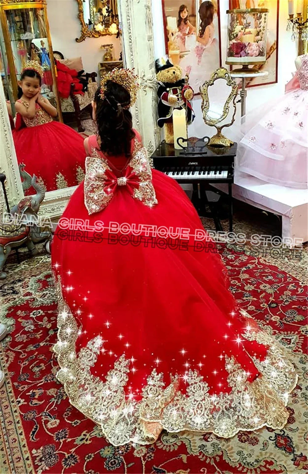 

Girls Sleeveless Embroidered Tulle Ball Gown With Big Bow And Train Elegant Design For Formal Occasions Weddings Flower Girl Bir