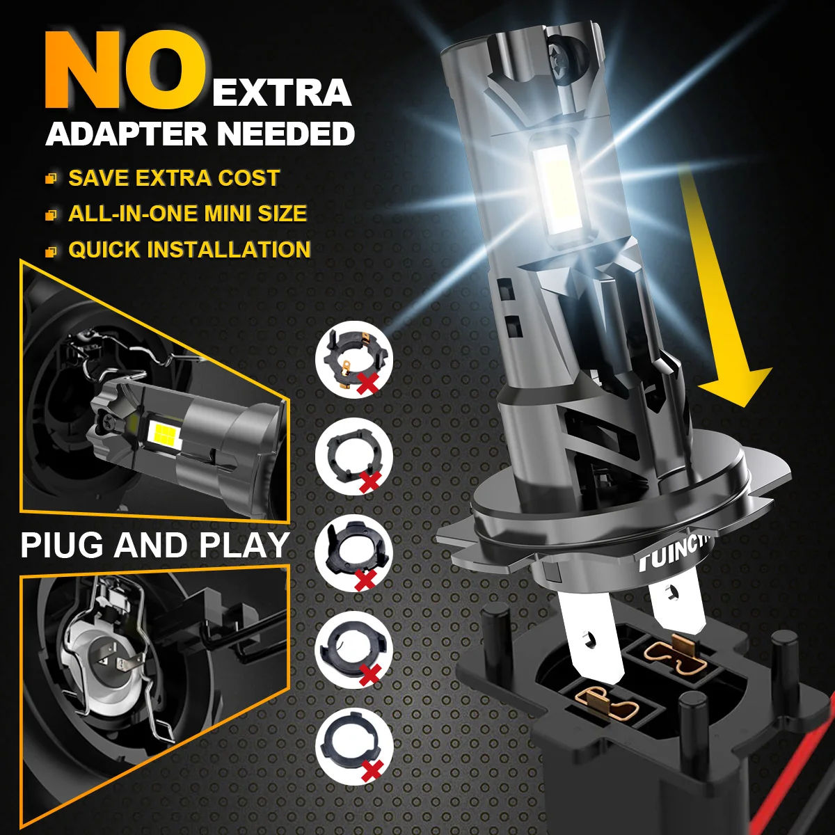 2 قطعة H7 Led المصابيح الأمامية السوبر مشرق 6000 كيلو الأبيض 30000Lm عالية منخفضة شعاع مع مروحة DRL قوية سيارة Led مصباح