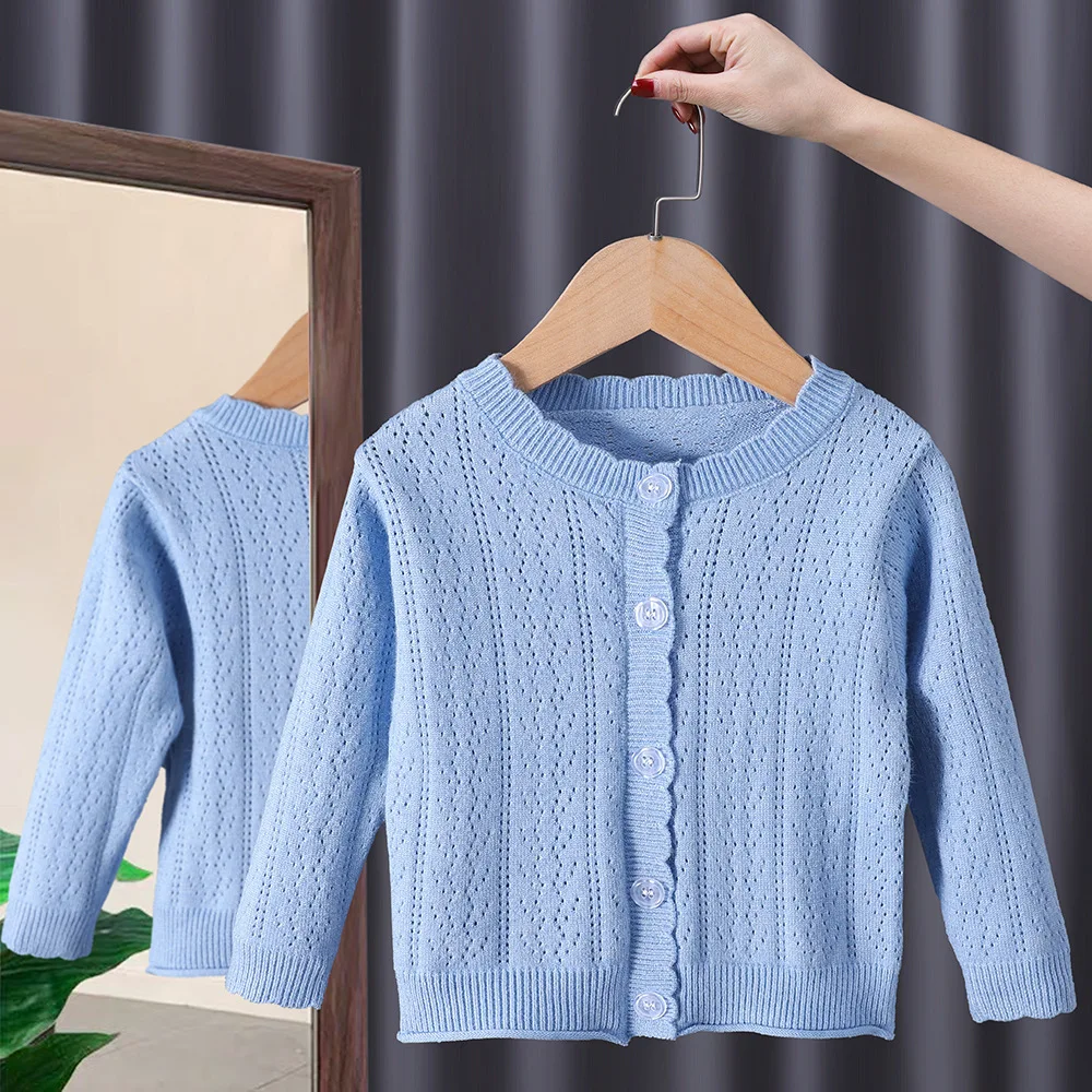 女の赤ちゃんドレスセット春夏長袖花プリンセスドレスブルーニットカーディガン 2 個セットカジュアル女の子服