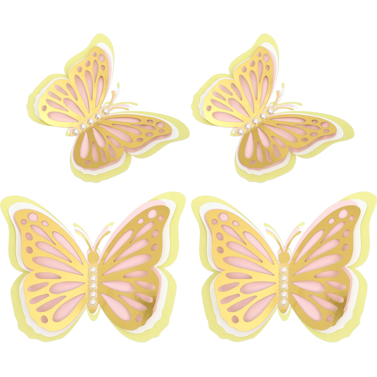 

4 Pcs Butterfly Wall Sticker Decoration Bedroom Stickers Shiny Wedding DIY Decorative Paper Hollow Butterflies Decal Decals