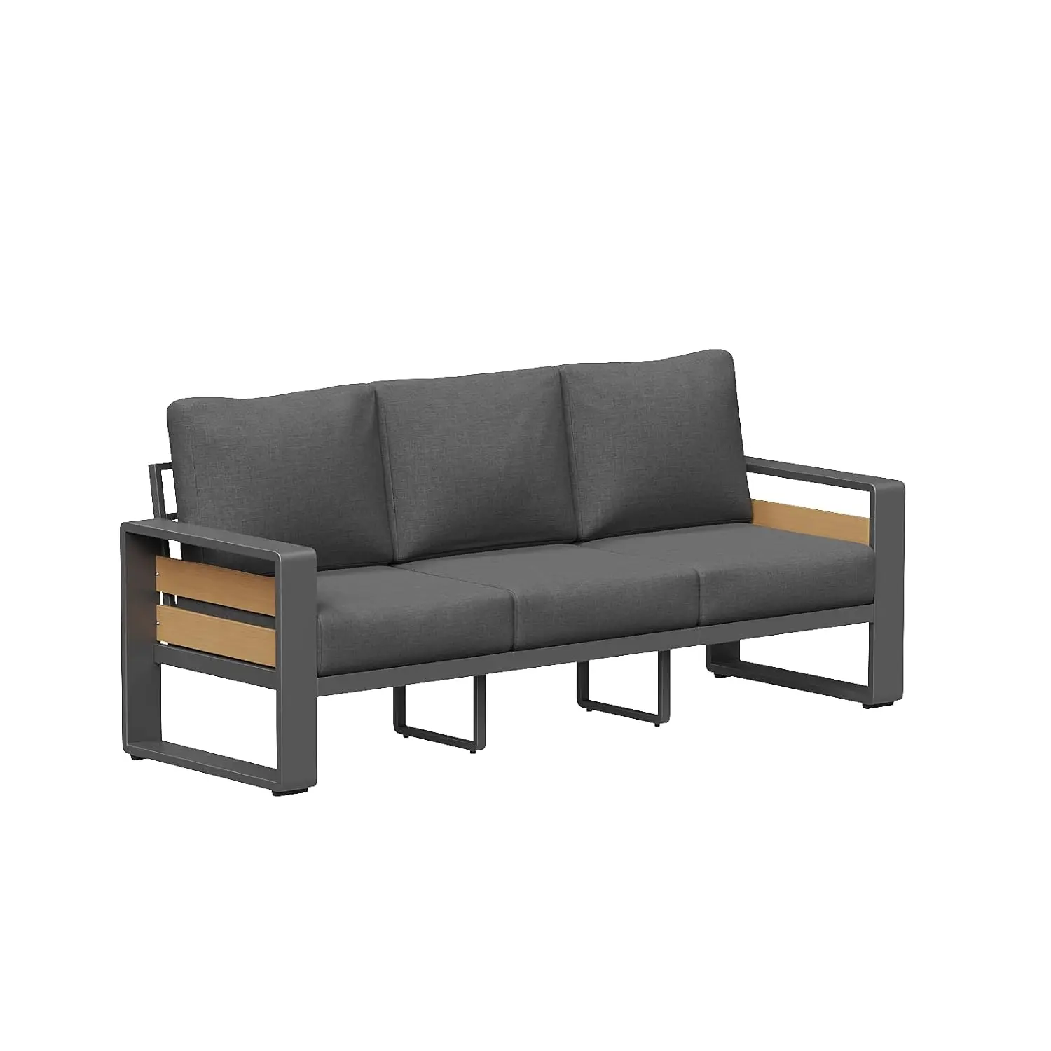 

Aluminum Outdoor Patio Sectional Sofa Set Modern Backyard 3-Seat Dark Grey, Customized