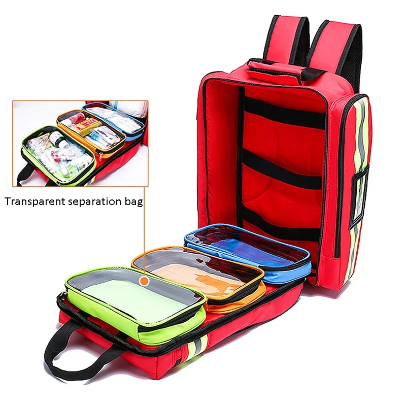 Bolsa de primeros auxilios para emergencias, de gran capacidad mochila de rescate de emergencia, almacenamiento clasificado, Kits de supervivencia, organizador médico