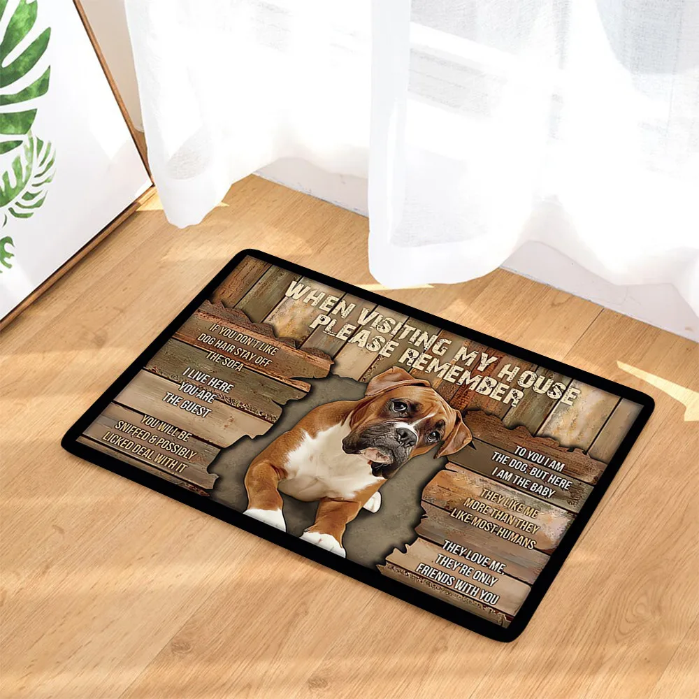 CLOOCL Boxer Doormat When Visiting My House Please Remember Animals Dogs Rules Prined Indoor Doormat Flannel Rugs Dropshipping