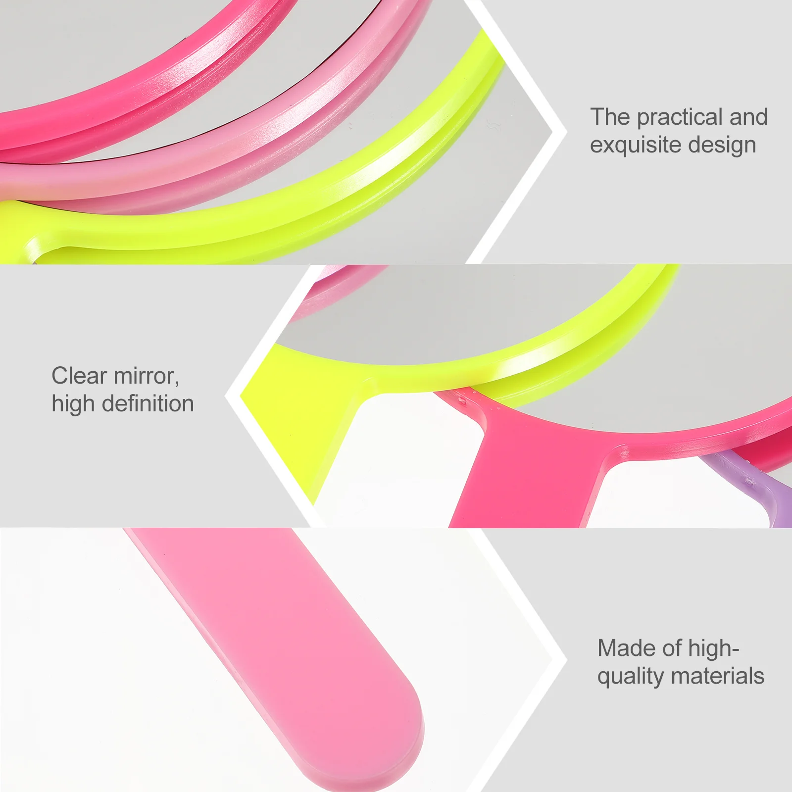 8개 소형 메이크업 거울 휴대용 핸드헬드 여행용 거울 단면 고화질 반사면 이동 중에 사용하기에 이상적