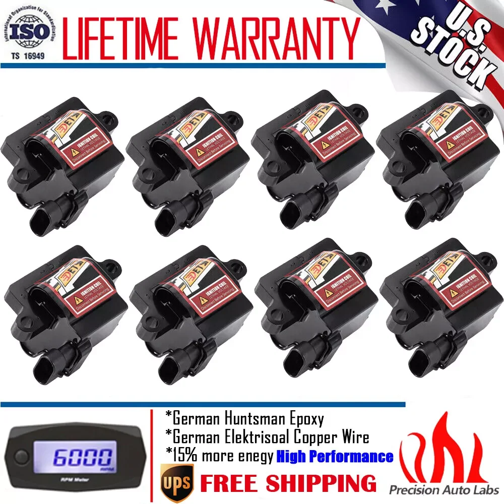 

Carbole 8 Pack High Performance Square Ignition Coils For Chevy GMC 4.8L 5.3L 6.0L 8.1L