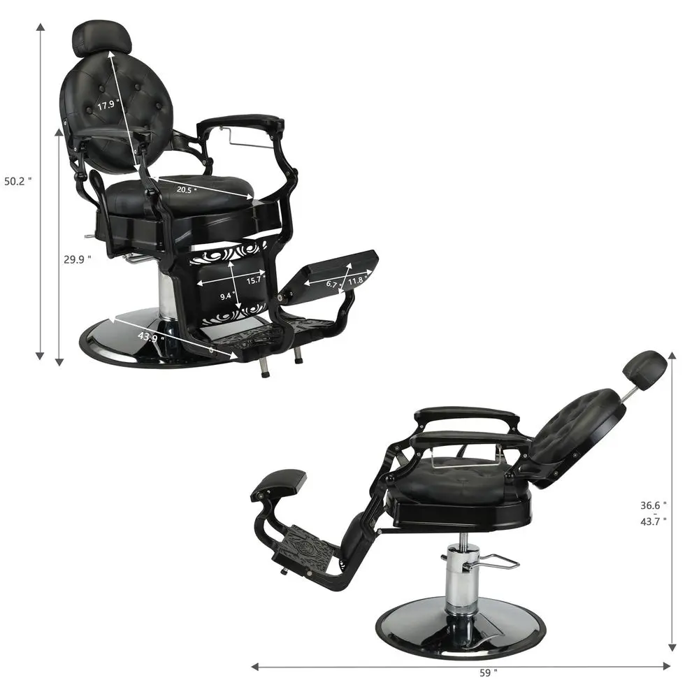 

Barbershop Chair, Heavy Duty Metal Professional Salon Chair Supports up to 440lbs with 135o Recline and Hydraulic Lift, Perfect