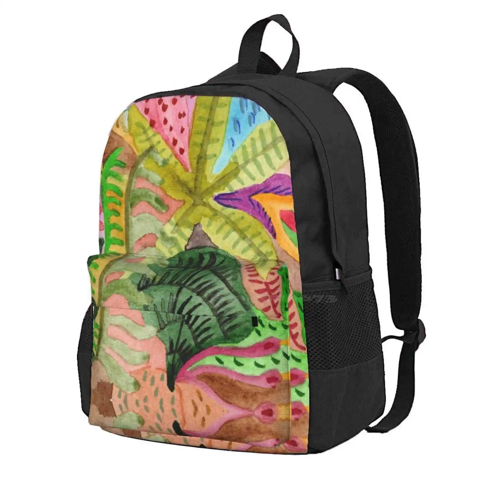 Abstract Colorful Garden Hot Sale Schoolbag Backpack Fashion Bags Plants Colorful Flowers Succulent Cactus Leafs Leave Blossom