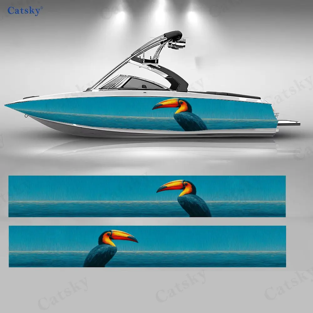 

Orange Beak Toucan Boat Stickers, PVC Waterproof Durable Vinyl Wrap Decals for Fishing Boats, Durable and Stylish Design