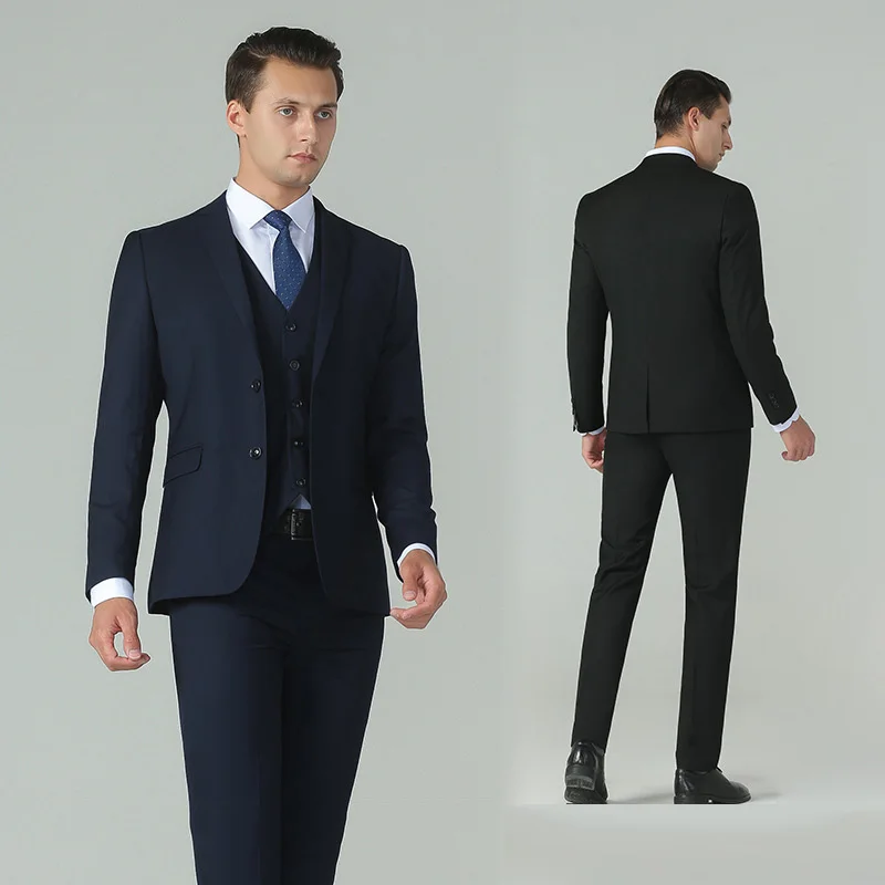 

Man Two-piece Suit Turn Down Collar Single-breasted Male Blazers Straight-leg Pants Simple Solid Color Business Men Outfit