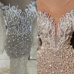 Vestidos De novia De sirena glamorosos, vestido De corte De diseñador, mangas cuadradas con cuentas De perlas, vestido De novia De lujo personalizado