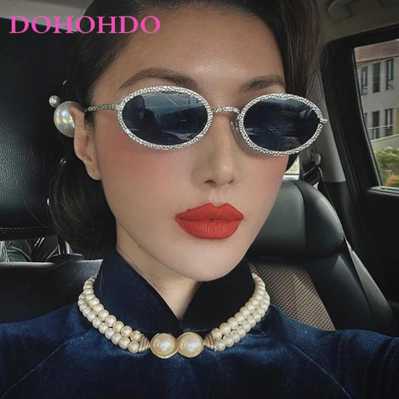 Trendy Oval Metal Frame Sunglasses Luxury Brand Design Metal Frame Sun Glasses Outdoor Travel Shades Unisex UV400 Lentes De Sol