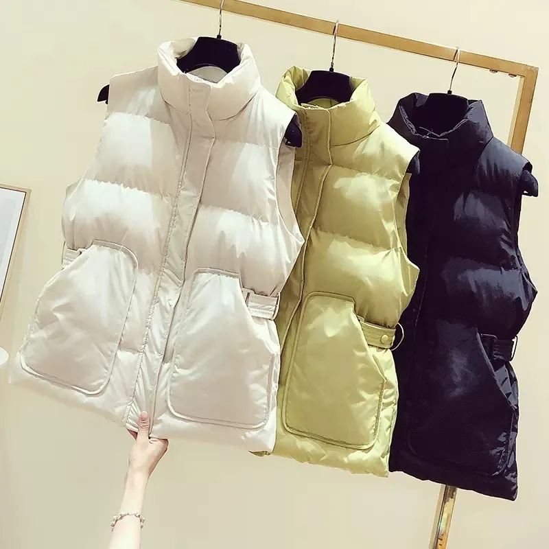 Outono inverno novo para baixo algodão colete feminino casaco coreano moda sem mangas jaqueta curto parka solto feminino topos maré g661