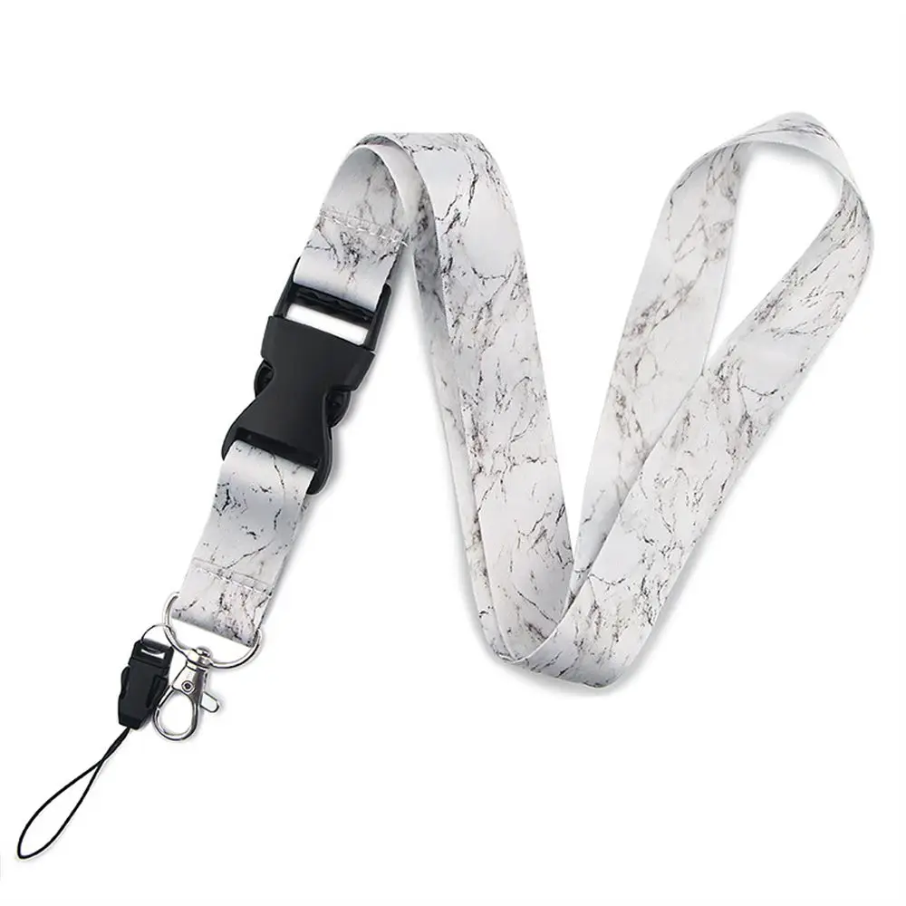 Name Tag Holder Hang Rope Webbings Ribbon ID Badge Holder Marbling Lanyard Phone Lanyard Strap Phone Hang Rope Neck Straps