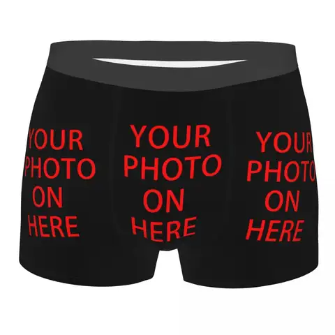 Custom Your Photo Boxers Shorts Men's Customized Print Briefs Underwear Sexy Underpants