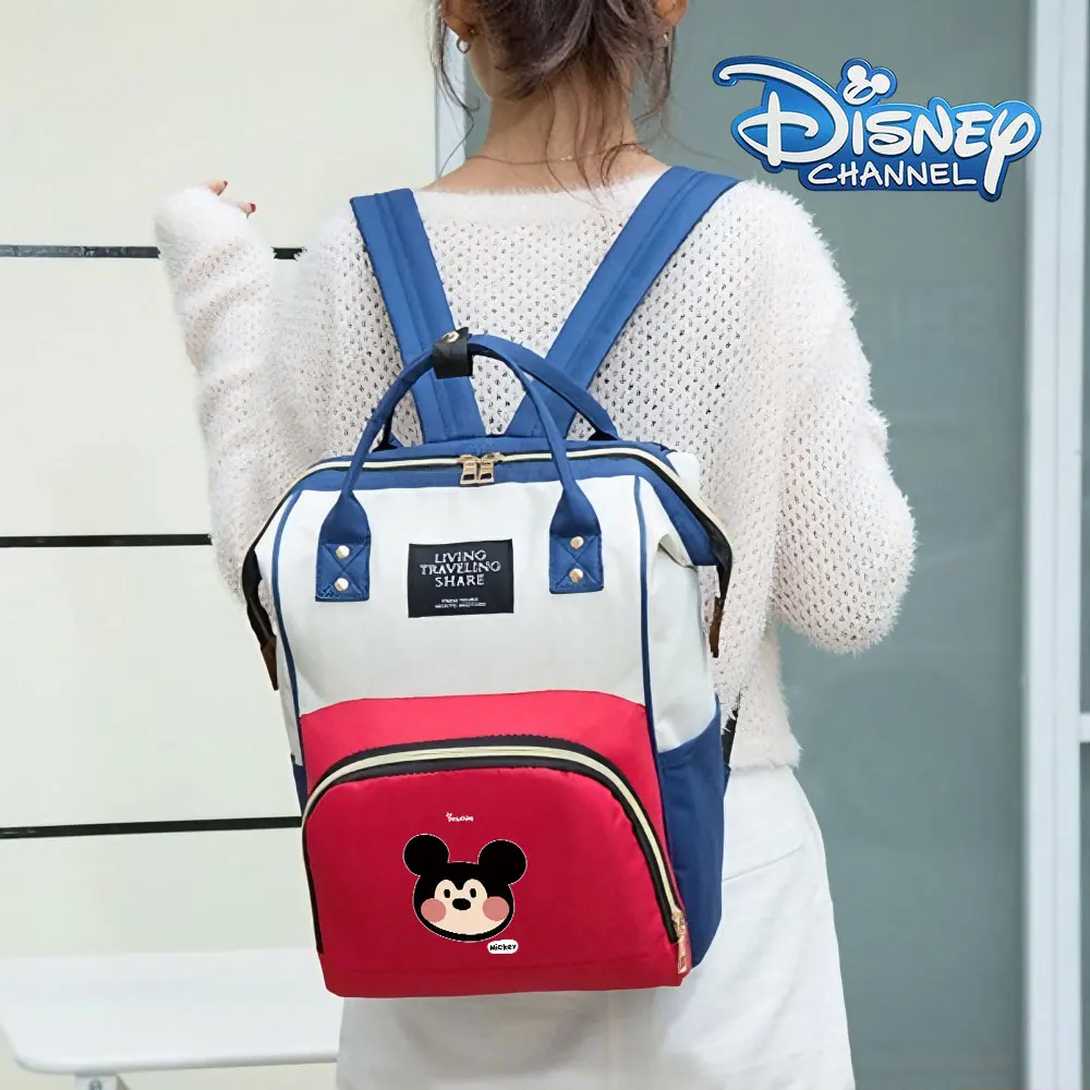 

Водонепроницаемый рюкзак-сумка для подгузников Disney с мультяшным принтом, вместительный, с несколькими термоизолированными карманами, легкий, для повседневного использования