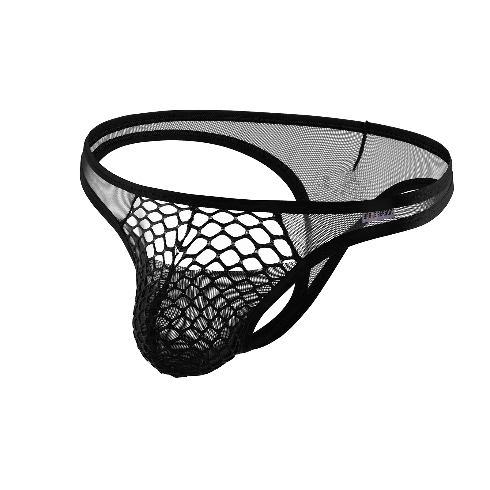 CLEVER-MENMODE Men\'s Underwear T-Back Thong G String Sexy Mesh Penis Pouch Sheer See Through Underpants Fishnet Lingerie Panties