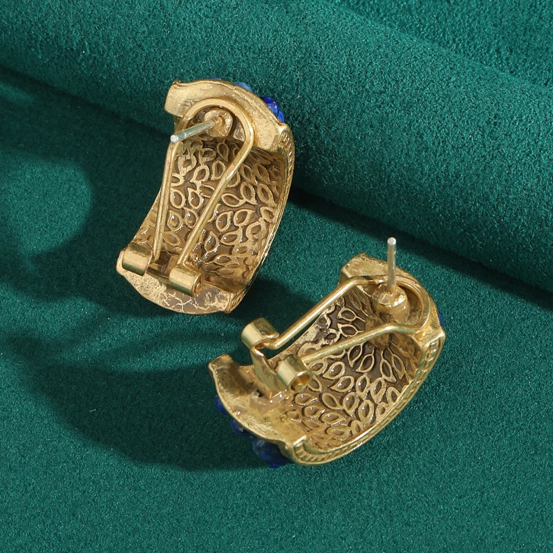 خمر اللازورد قرط الاذن المرصع C نوع الذهب اللون حجر الراين جودة فاخرة مصمم هدايا مجوهرات للنساء اتجاهات جديدة 2025