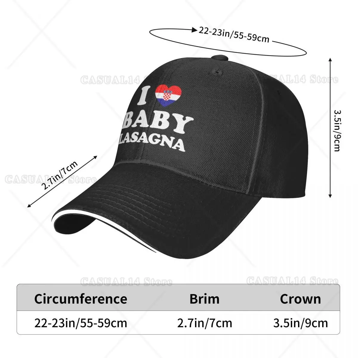 Croatia Flag Love Baby Lasagna Baseball Caps Sports Snapback Hat Unisex Hats