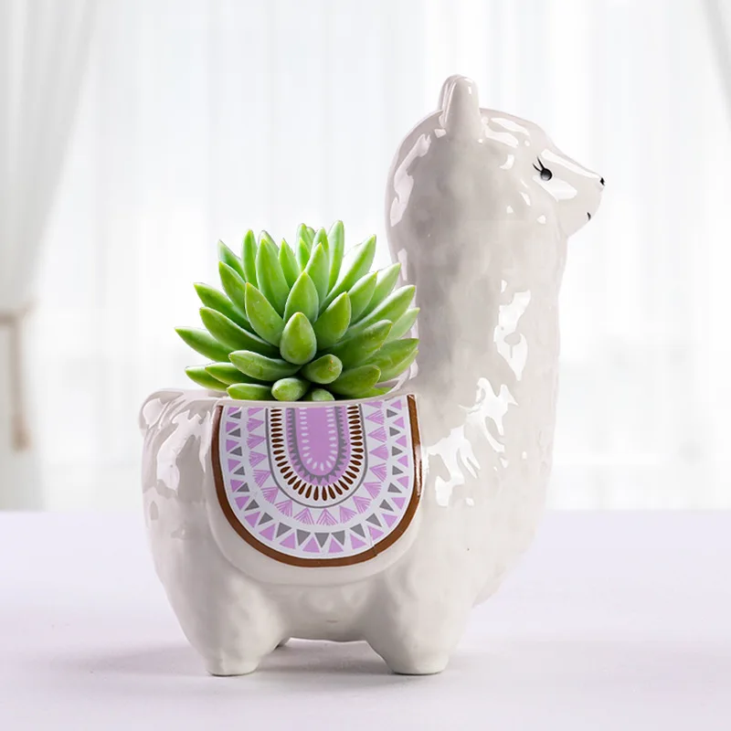 Śliczne alpaki doniczka doniczka na sukulenta sadzarka ceramiczna Home Decor dekoracja wnętrz ozdoby na biurko Bonsai donica na rośliny