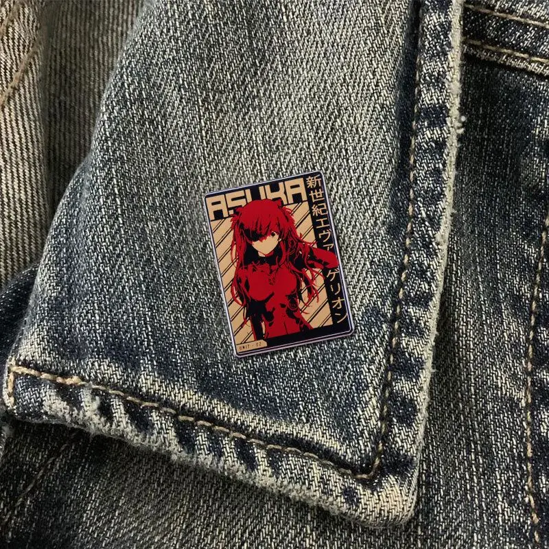 نيون جينيسيس إيفانجيليون أسوكا لانغلي سوريو بروش معدني إبداعي عالي القيمة ملصق كرتوني شارة فنية ملحقات حقيبة مدرسية