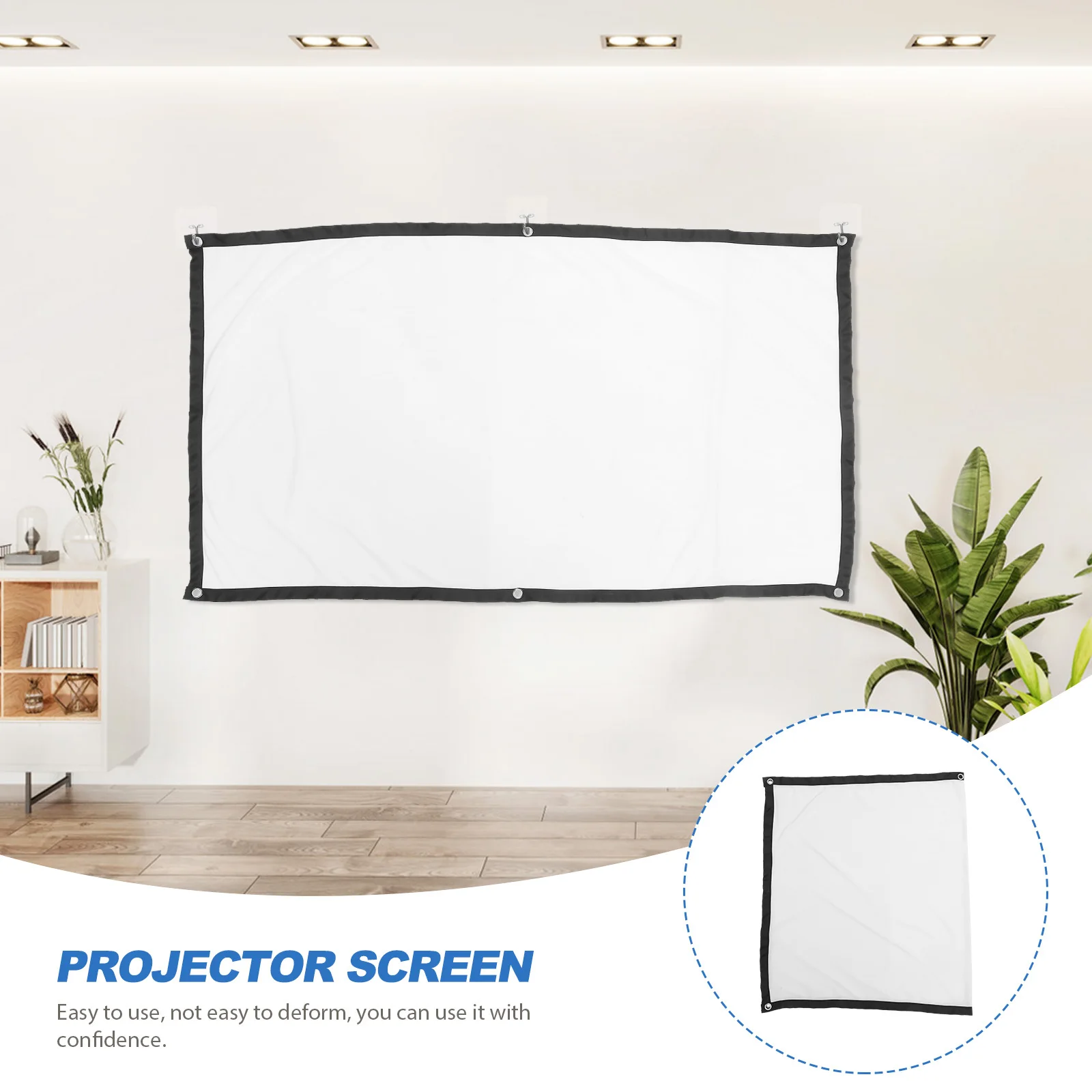 1Set Projector Screen Portable Foldable 70 Inch Polyester Material Anti-Crease Opaque Back High Definition Indoor Outdoor