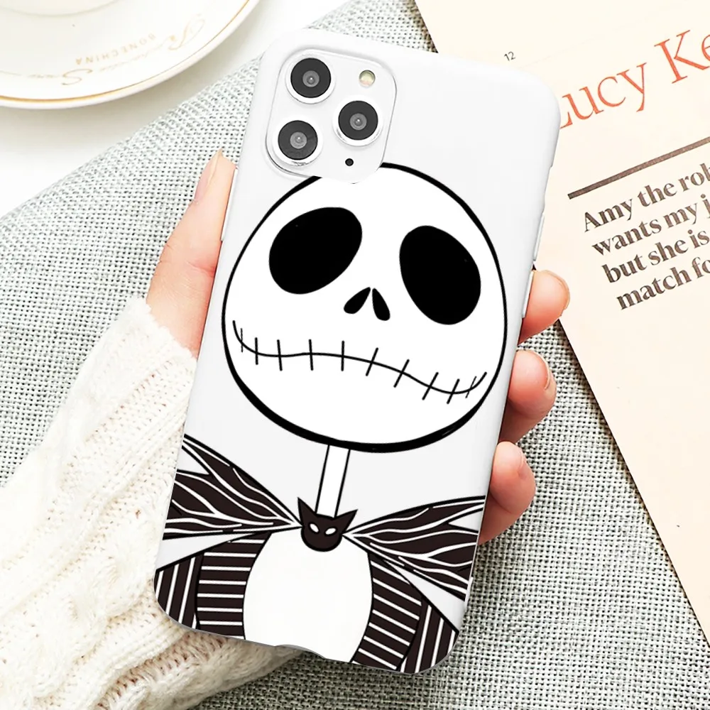 Disney Jack Skellington Phone Case for iPhone 14 11 12 13 Mini Pro Xs Max 8 7 6 6S Plus X XR Solid Candy Color Case