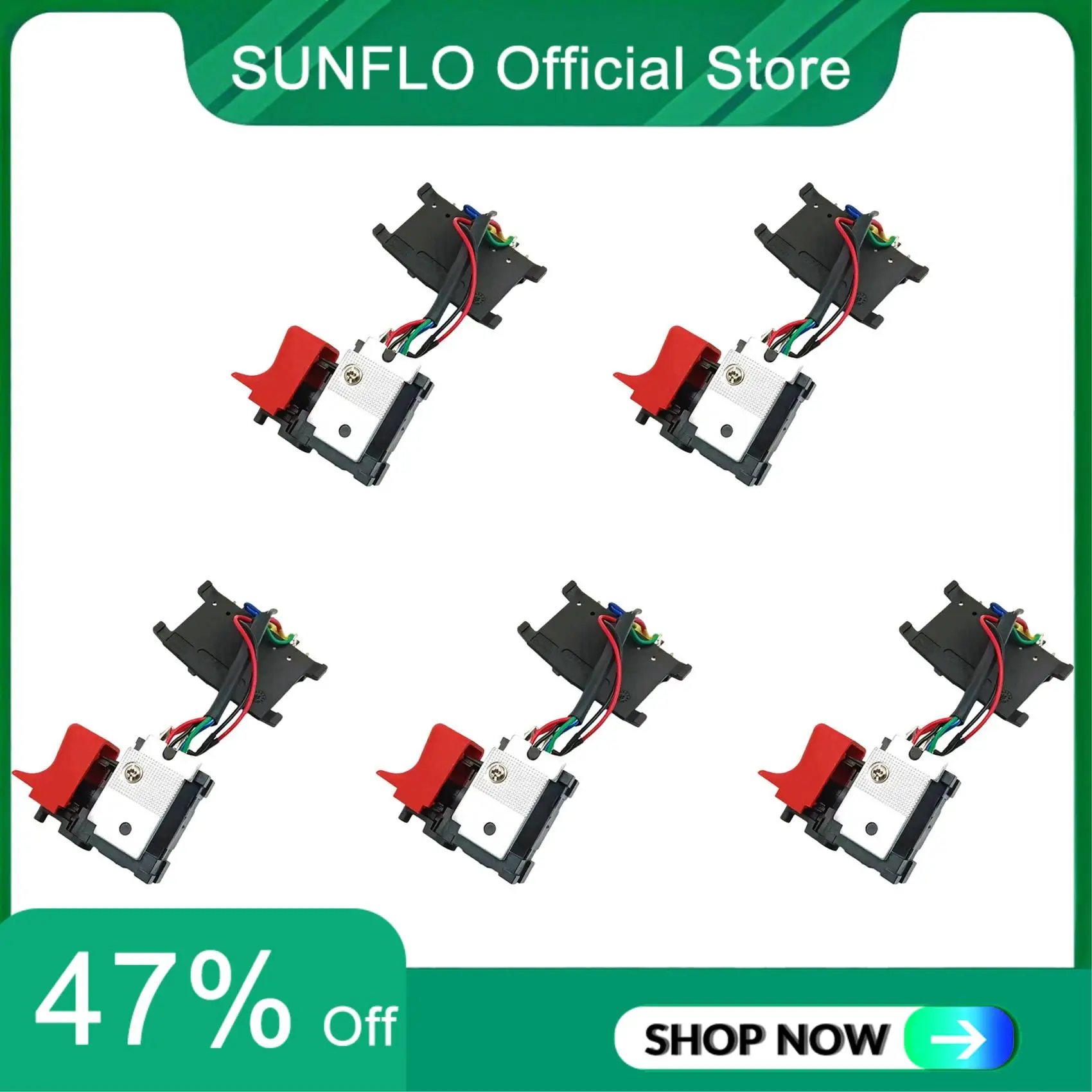 SUNFLO 5X Switch For  GSB180-LI GSR18V-190 GSR180-LI 2607202330 Charge Drill Power Tool Accessories Electric Tools Part