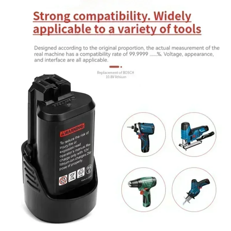 Bosch Nickel Battery 10.8V/12V 9800mAh GSR120-LI Rechargeable Drill Tool Battery Compatible with BAT411