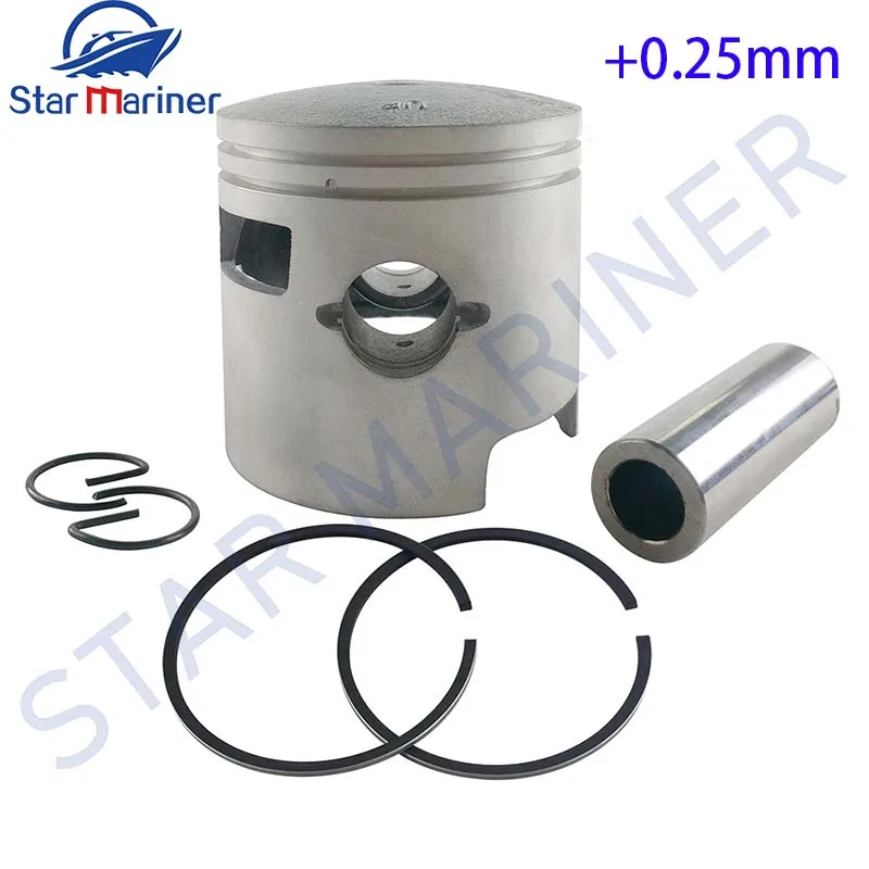 61N-11635 Piston Set (+0.25MM O/S) For Yamaha Outboard Motor 2 Stroke 25HP 30HP 61N-11635-00 Boat Engine Replacement Parts