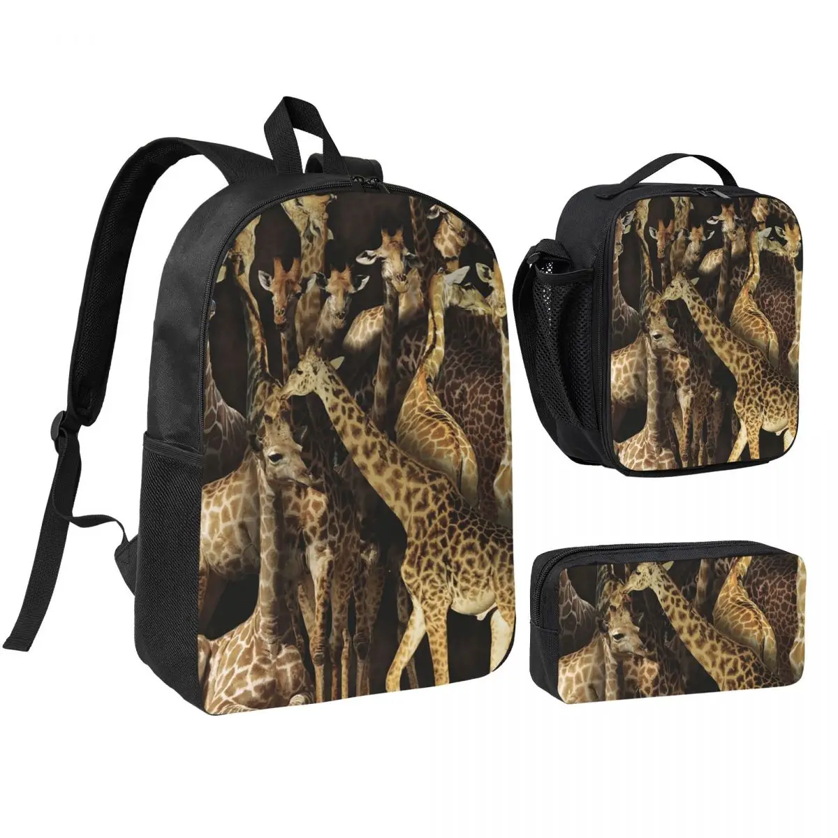 Giraffe Backpack Student Boys Girls BookBag School Bag Laptop Shoulder Bags 3ps Insulated Lunch Bag Pencil Case