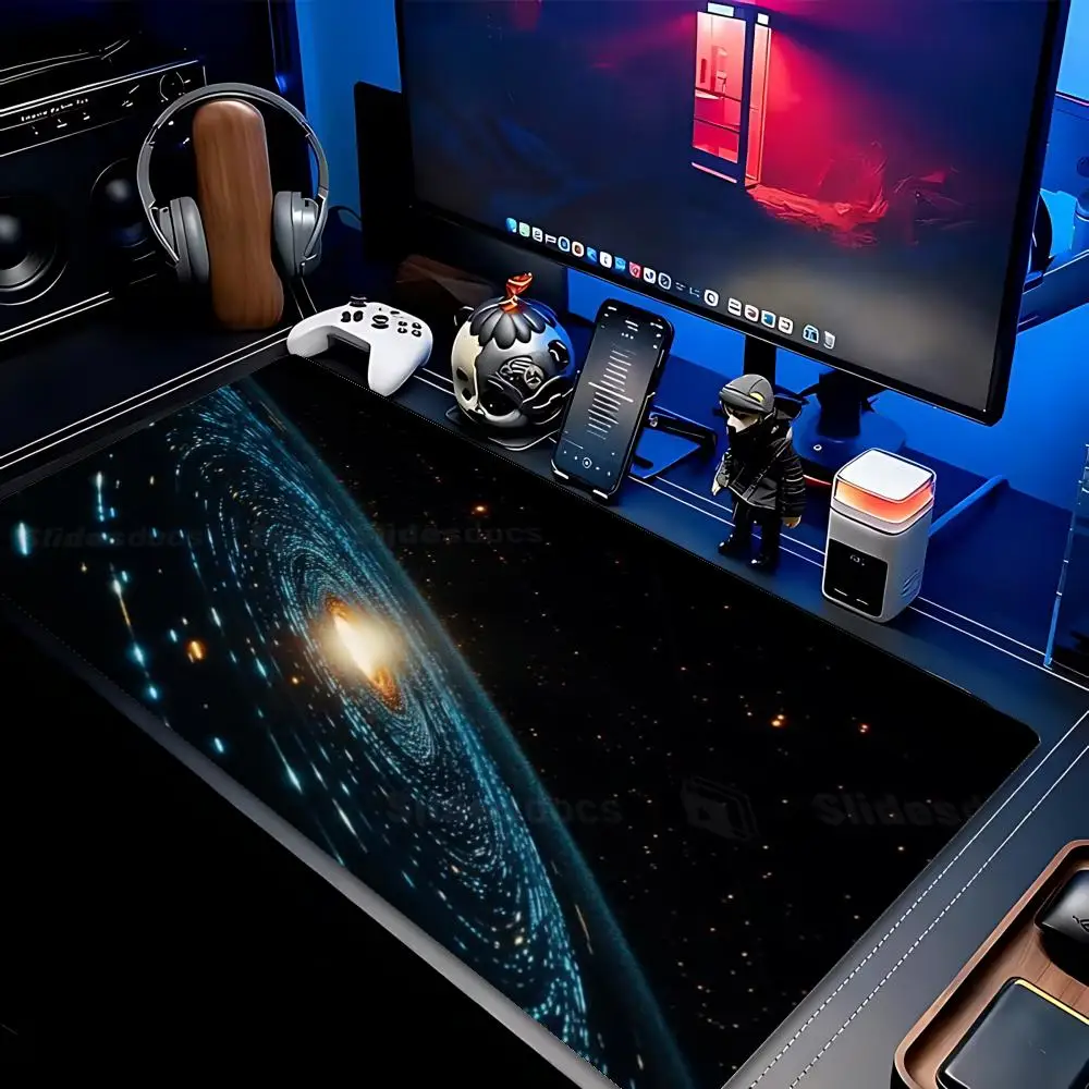 Large Mousepad Cosmic Star Orbit Light Trail Mousepads Keyboard Mat Deskpad Pc Game Art Desk Mats For Office Laptop Desktop