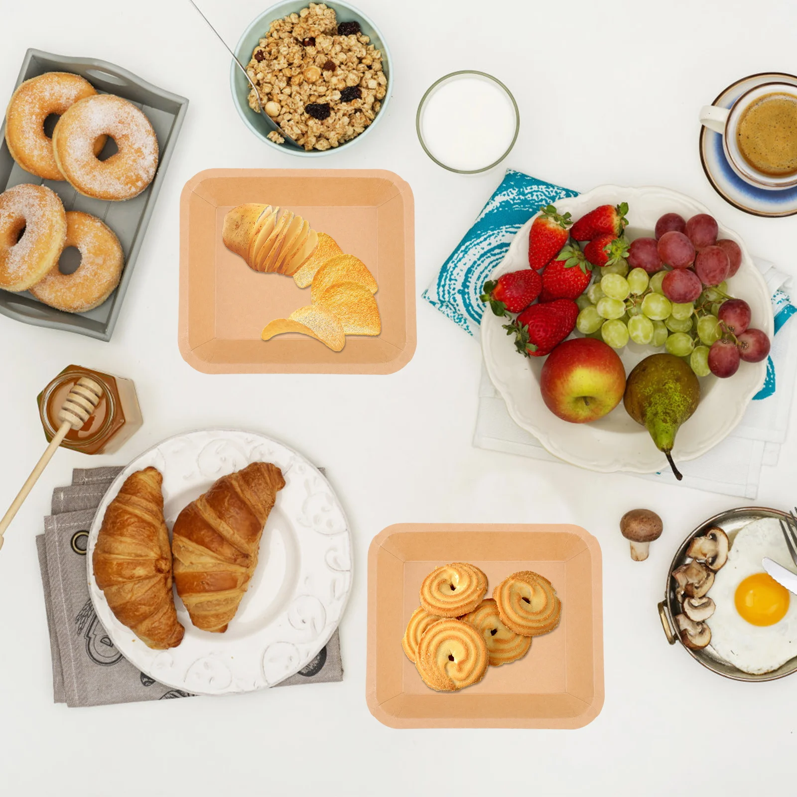 

25Pcs Disposable Paper Plates for Bbq Fried Snacks Durable Lightweight Exquisite Design Paper Food Plates Bbq Food Plate